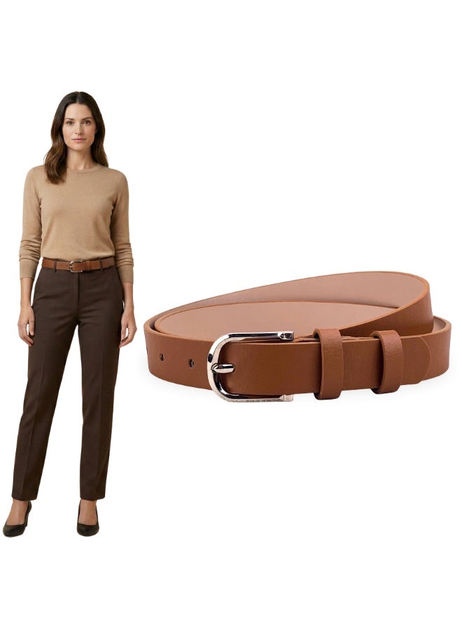 Classic Milano Women's Belt with Gift Box | Faux Leather Ladies Belt for Dresses, Jeans & Gowns | Stylish Womens Belt | Adjustable Girls Belt | Belt for Women with Elegant Buckle - Image 1